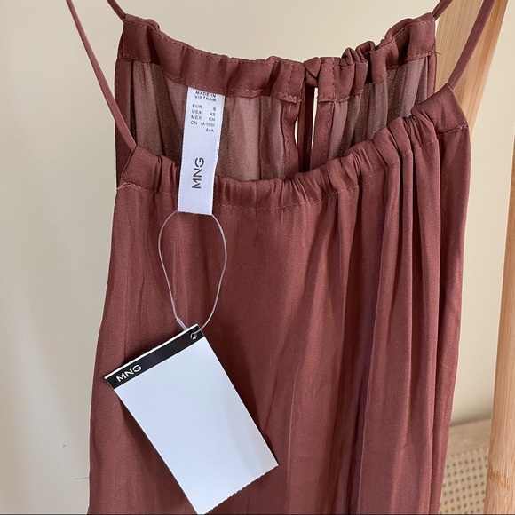 Mango Halterneck Ruffle Hem Tank Top in Brown - XS - Picture 6 of 7